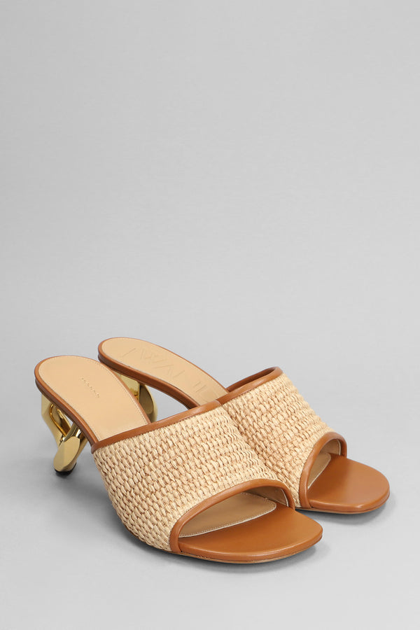 J.W. Anderson Raffia Sandal Sandals In Beige Silver - Women