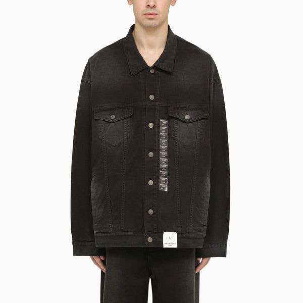 Balenciaga Black Denim Jacket With Size Stickers - Men