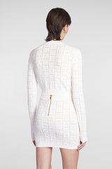 Balmain Cardigan In White Viscose - Women