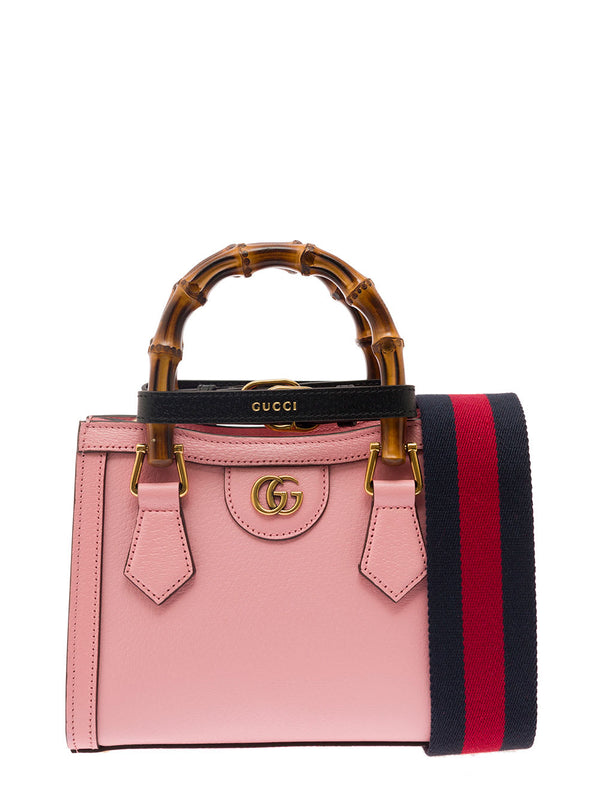 Gucci diana Mini Pink Shopping Bag With Bamboo Handles And Double G Detail In Leather Woman - Women