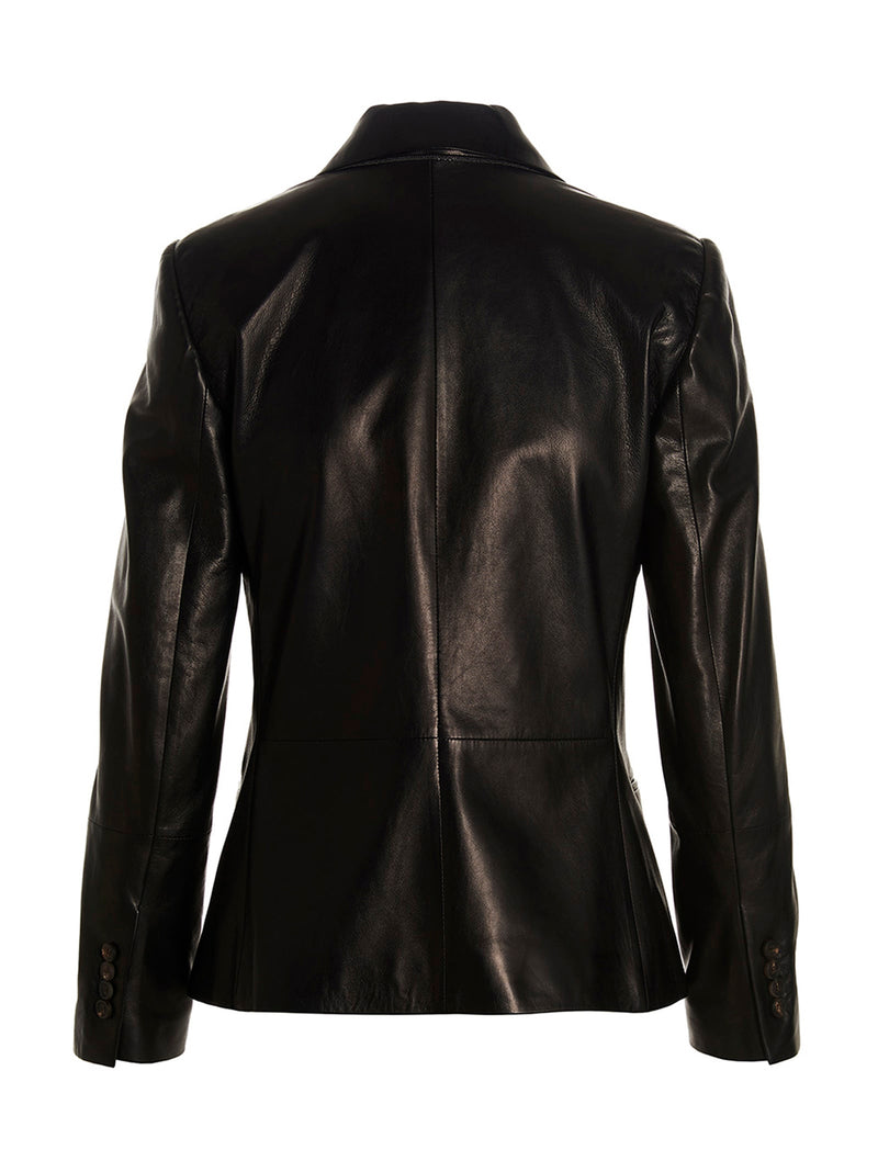 Brunello Cucinelli Double-breasted Leather Jacket - Women