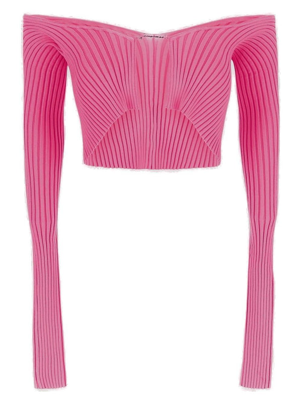 Jacquemus Logo Plaque Cropped Long Sleeve Top - Women