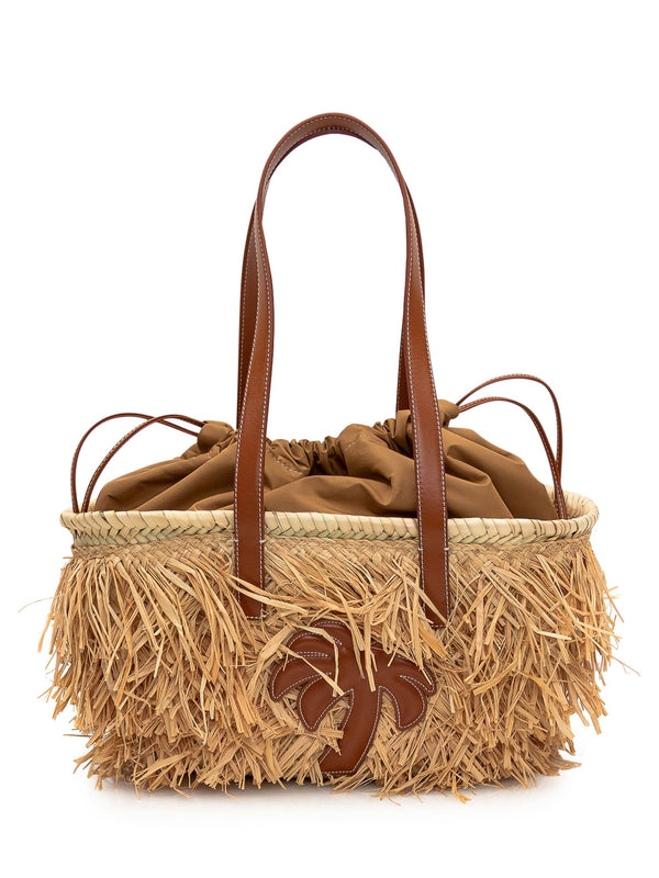 Palm Angels Drawstring Raffia Basket Bag - Women