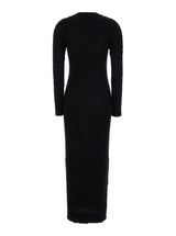 Brunello Cucinelli Black Sequin Embellished Cable Knit Dress In Cotton Blend Woman - Women