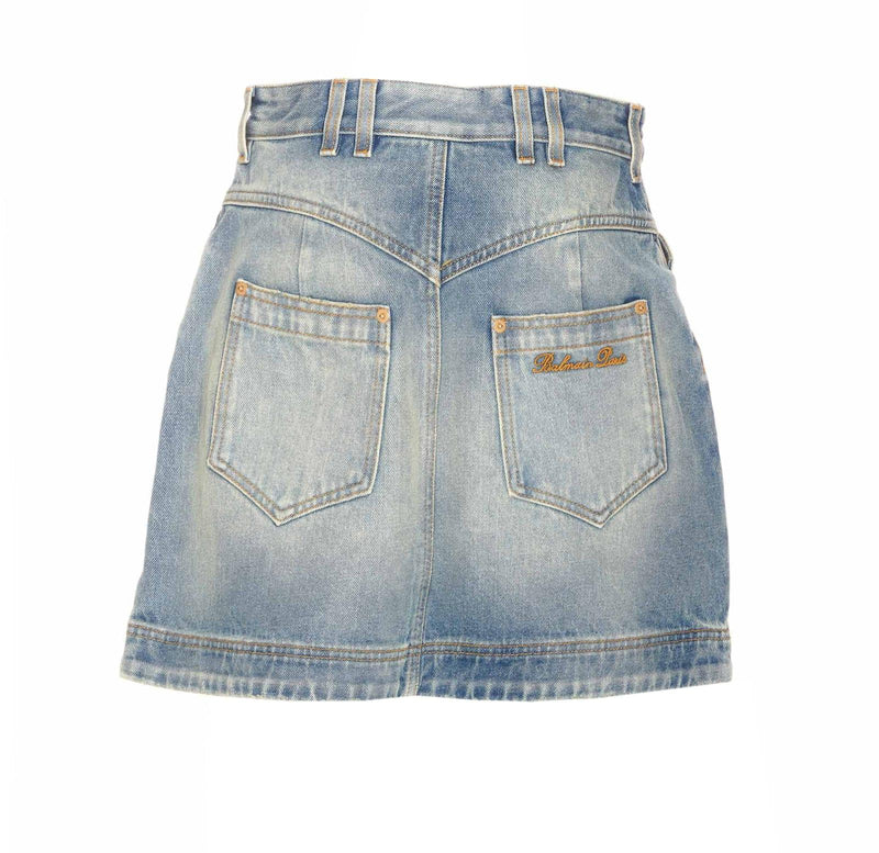 Balmain Trapeze Western Denim Skirt - Women - Piano Luigi