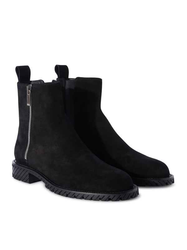 Off-White Military Suede Ankle Boot Black - Men