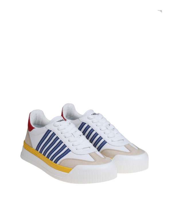 Dsquared2 New Jersey Sneakers In White/blue Leather - Men