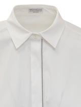 Brunello Cucinelli Cotton Poplin Shirt With Monile Insert - Women