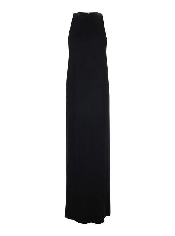 Saint Laurent Black Back-tie Dress In Satin Crepe Woman - Women