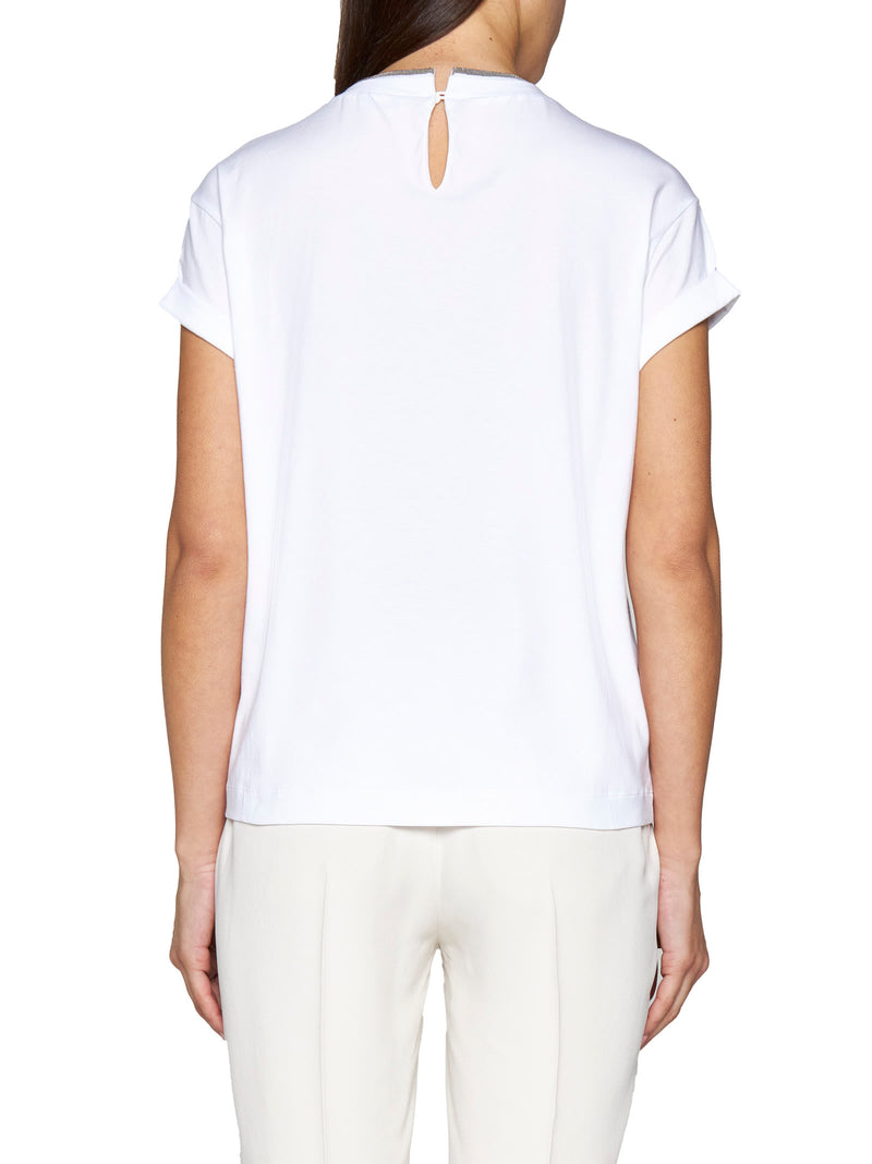 Brunello Cucinelli Cotton T-shirt With Monile Detail - Women