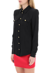 Balmain Silk Shirt With Padded Shoulders - Women