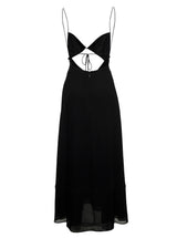 Saint Laurent Black Viscose Crepe Long Dress With Cut Out Detail - Women