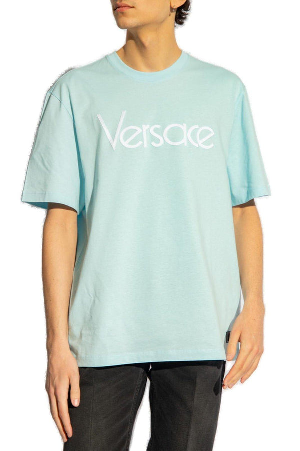 Versace Logo-embroidered Crewneck T-shirt - Men