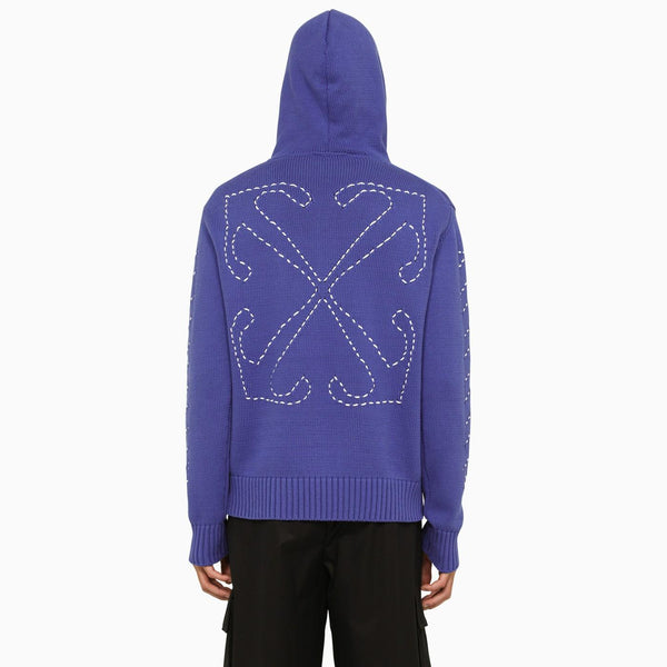 Off-White Arrows Blue Knitted Hoodie - Men