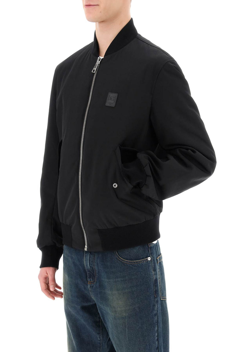 Balmain Nylon Bomber Jacket With Logo Print - Men