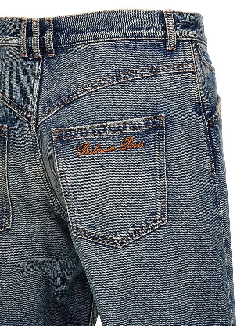 Balmain Logo Embroidery Denim Jeans - Men