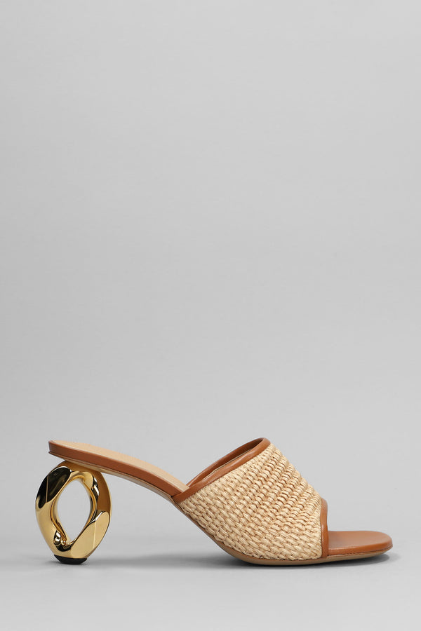 J.W. Anderson Raffia Sandal Sandals In Beige Silver - Women