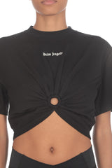 Palm Angels Crop T-shirt With Ring - Women