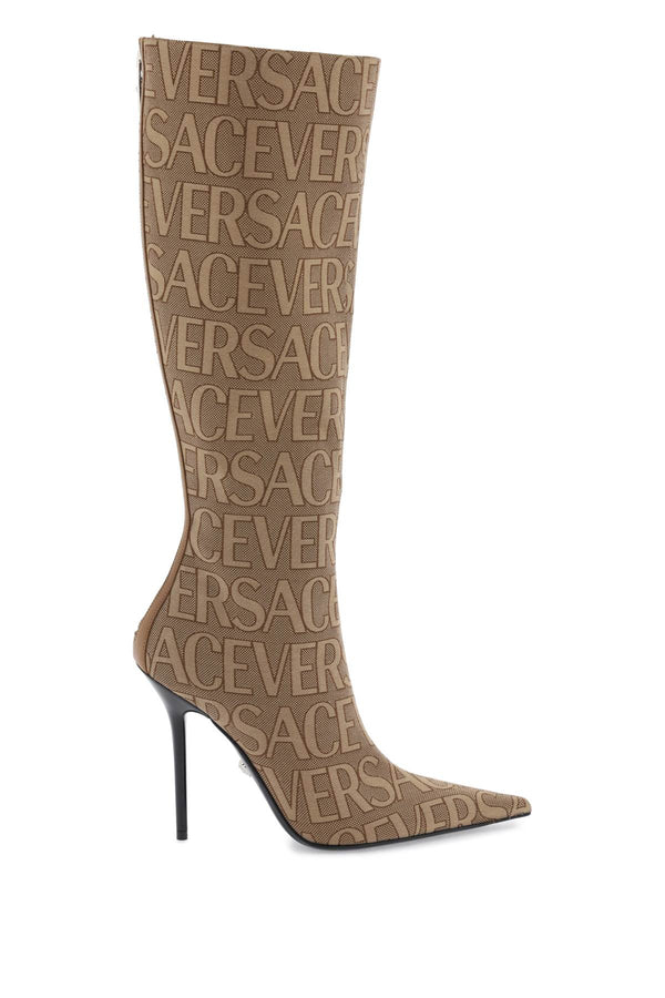 Versace Beige Cotton Blend Boots - Women