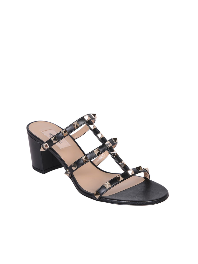 Valentino Rockstud Black Heel Sandals - Women