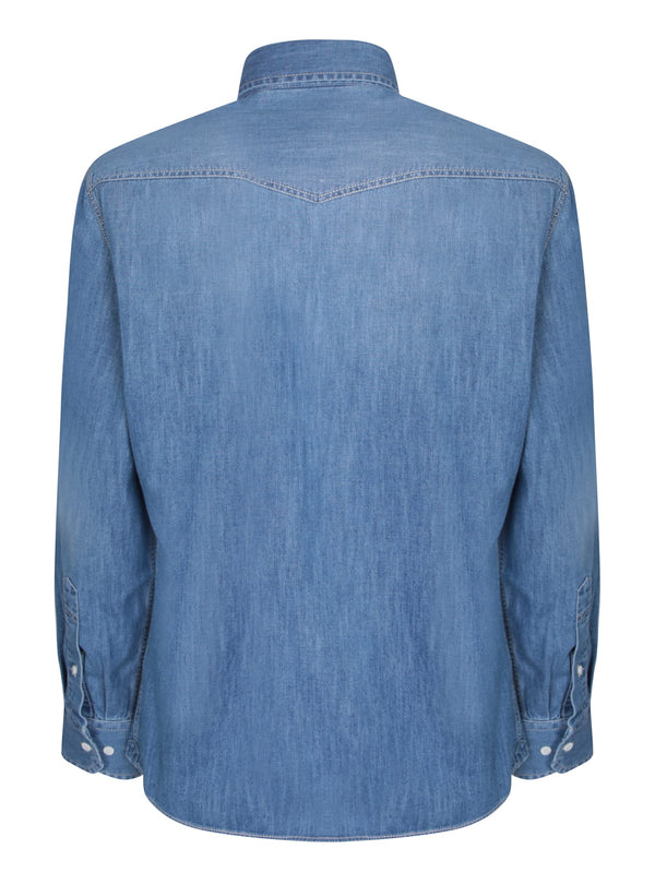 Brunello Cucinelli Texana Denim Blue Shirt - Men