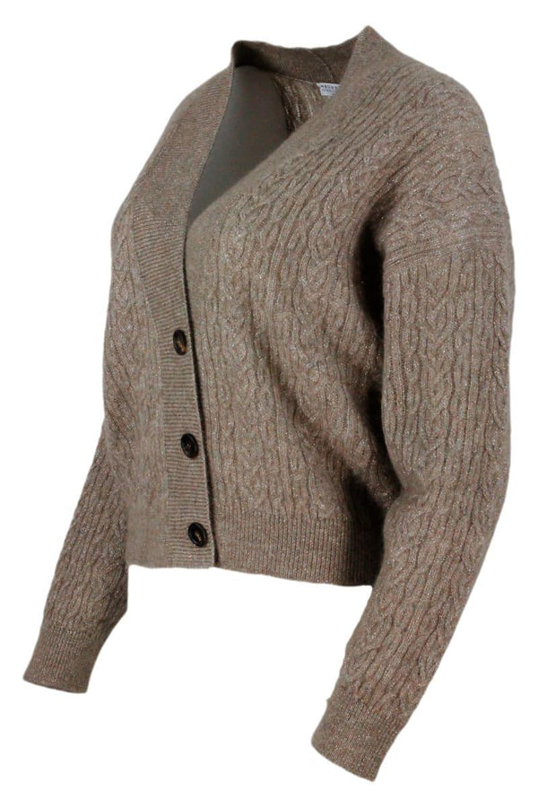 Brunello Cucinelli Cable Knit Wool Blend Cardigan Sweater - Women - Piano Luigi