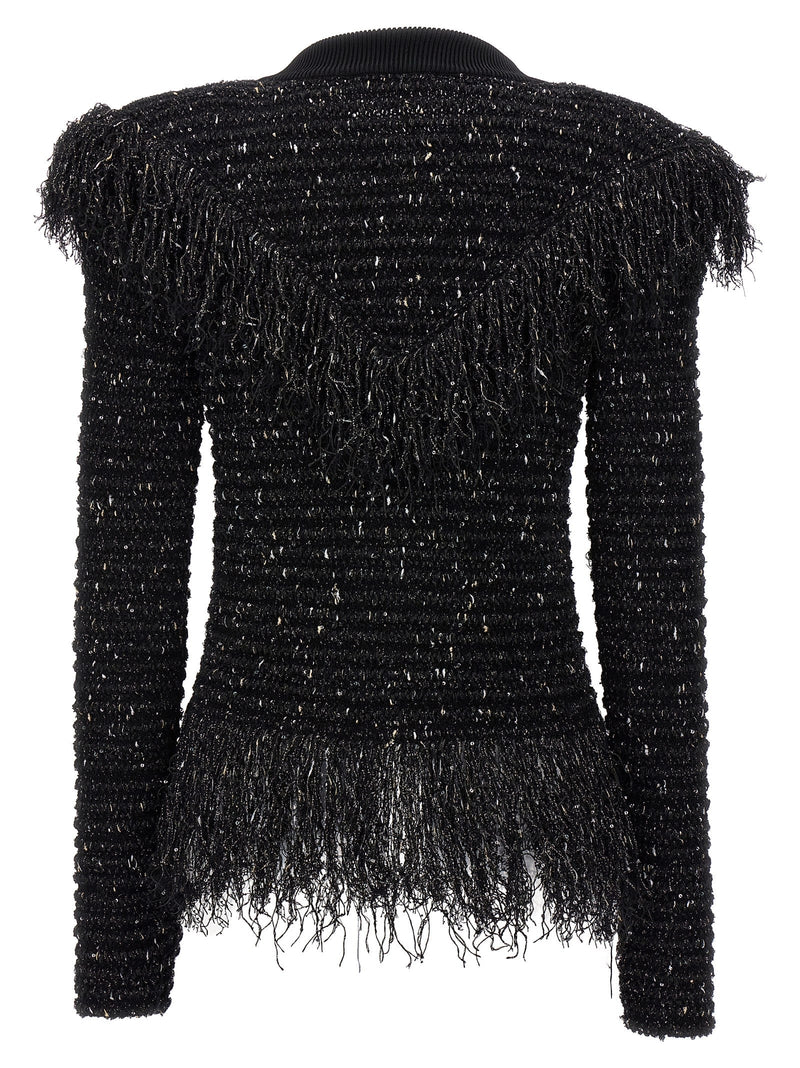 Balmain glittered Fringed Short Jacket - Women