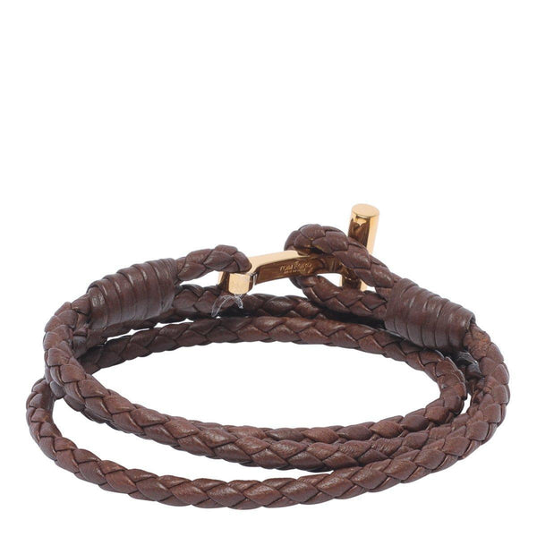 Tom Ford Logo Plaque Braided Bracelet - Men - Piano Luigi