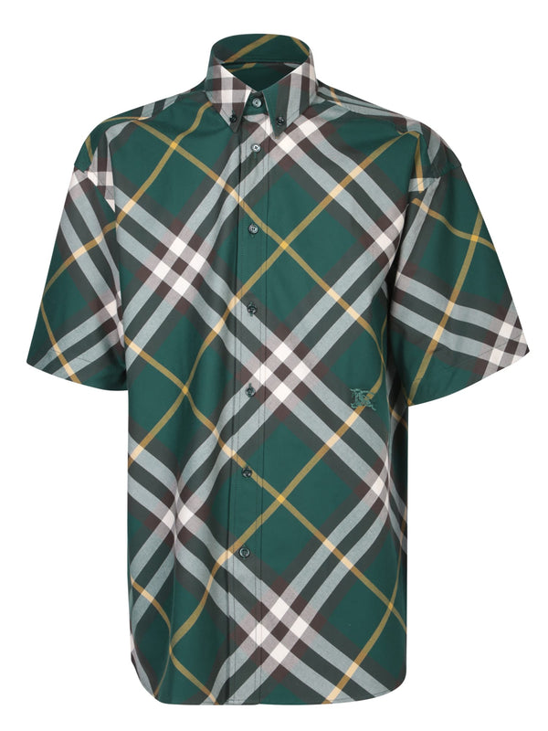Burberry Check Motif Green Shirt - Men