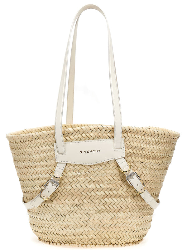 Givenchy Ivory Medium Voyou Basket Bag In Raffia - Women