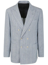 Brunello Cucinelli Stripe-printed Double-breasted Tailored Blazer - Men