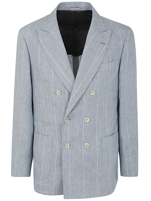 Brunello Cucinelli Stripe-printed Double-breasted Tailored Blazer - Men