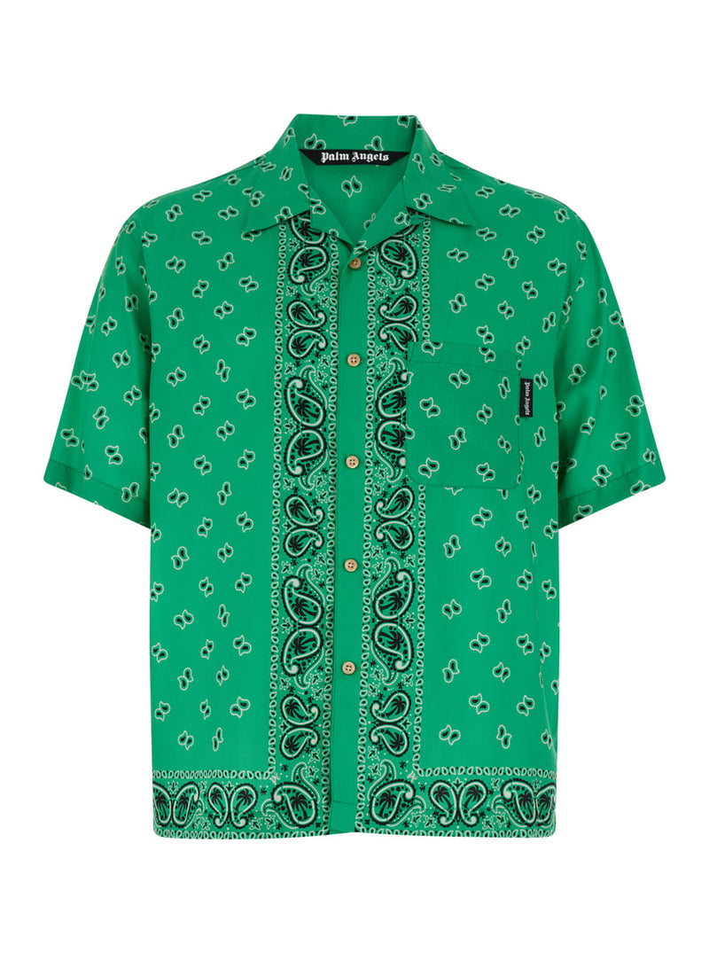 Palm Angels Paisley Bowling Shirt Green Green - Men