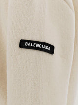 Balenciaga White Cropped Sweater With Logo Patch In Wool Blend Woman - Women - Piano Luigi