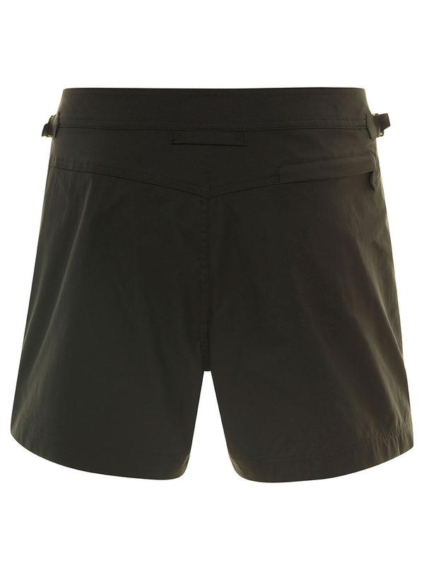 Tom Ford Black Swim Shorts With Side Buckle In Polyester Man - Men