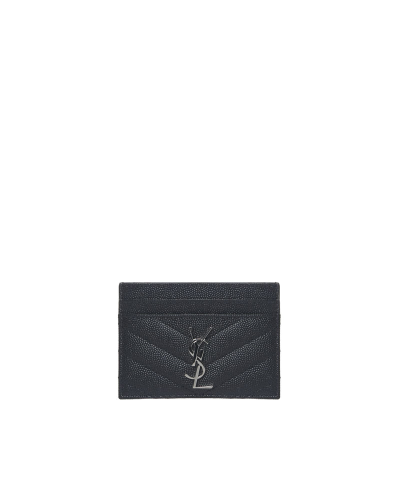 Saint Laurent Cassandre Matelassè Card Holder In Grain De Poudre Embossed Leather - Women