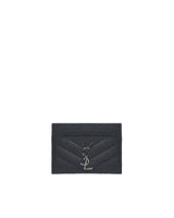 Saint Laurent Cassandre Matelassè Card Holder In Grain De Poudre Embossed Leather - Women