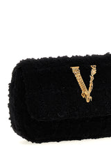 Versace Logo Tweed Crossbody Bag - Women