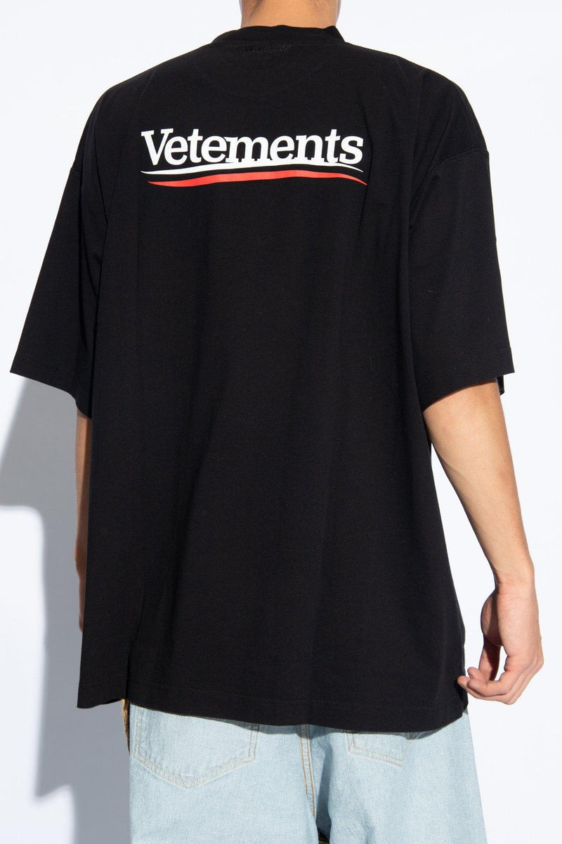 VETEMENTS Logo Printed Crewneck T-shirt - Men