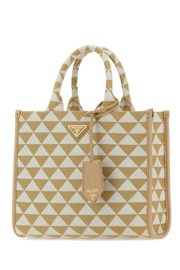 Prada Embroidered Fabric Small Symbole Shopping Bag - Women