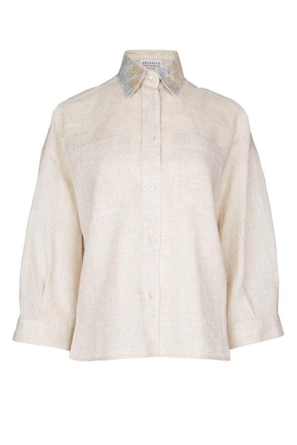 Three-quarter Sleeved Embroidered Motif Shirt Brunello Cucinelli - Women