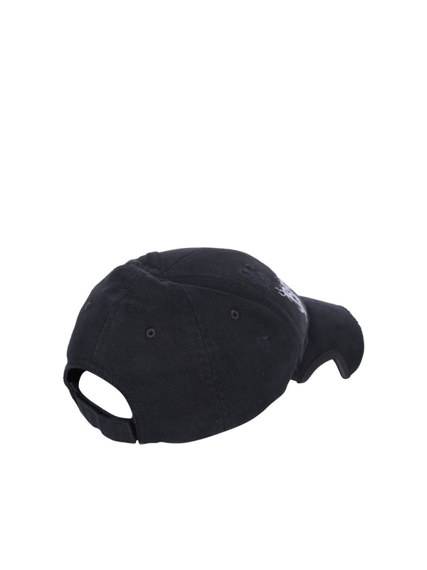 Balenciaga Logo Black Baseball Hat - Men
