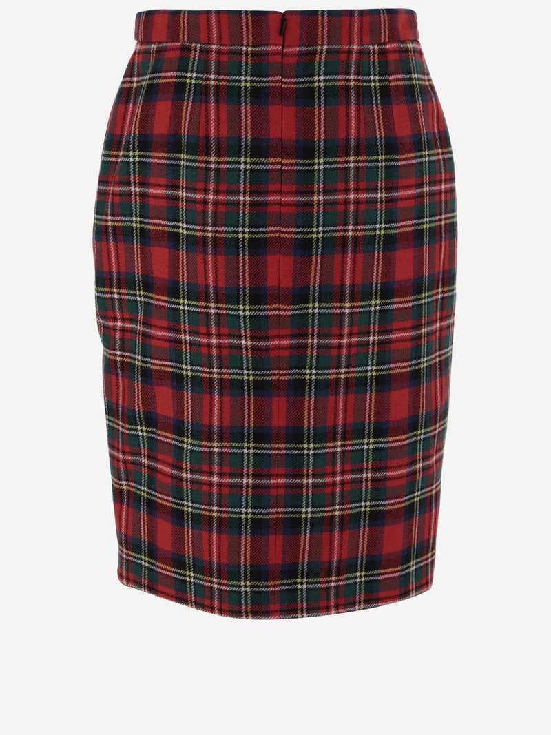 Saint Laurent Check Back Zip Skirt - Women