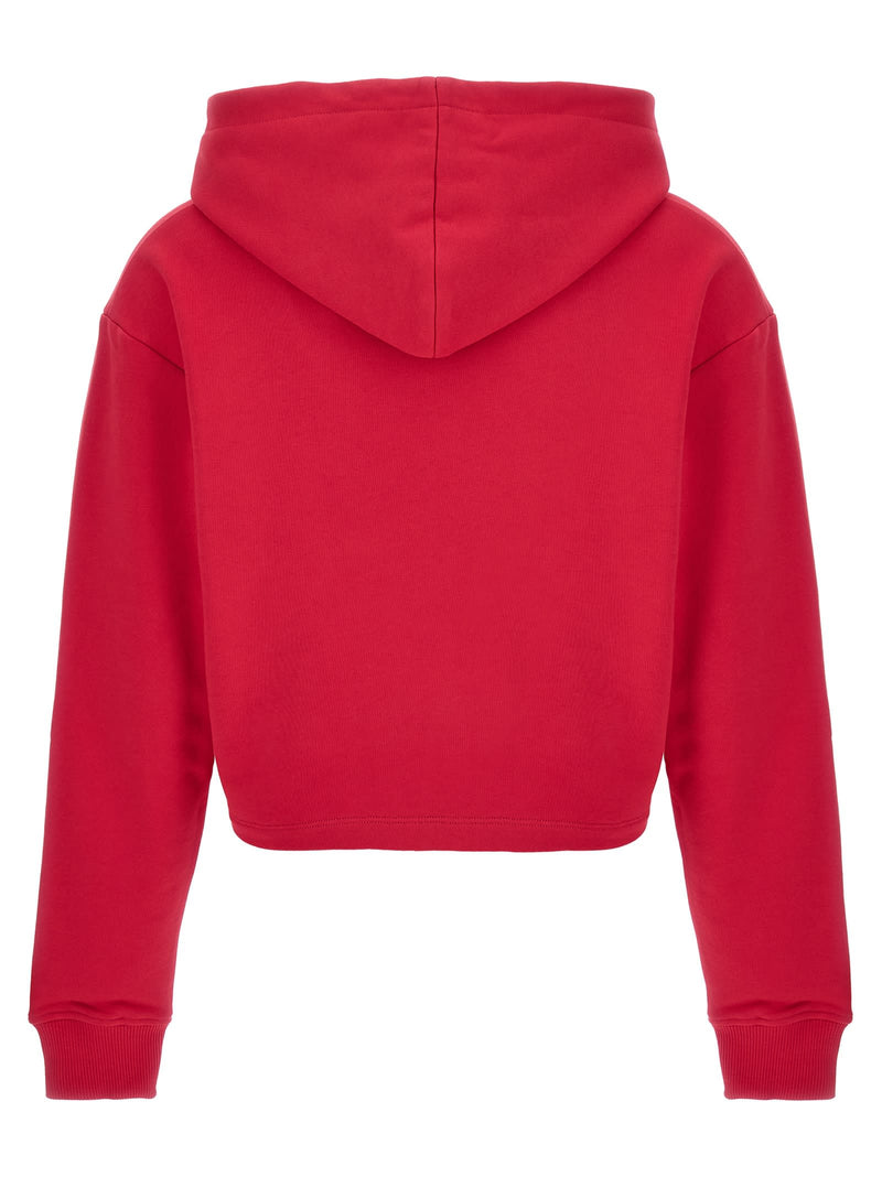 Balmain Flocked Logo Cropped Hoodie - Women