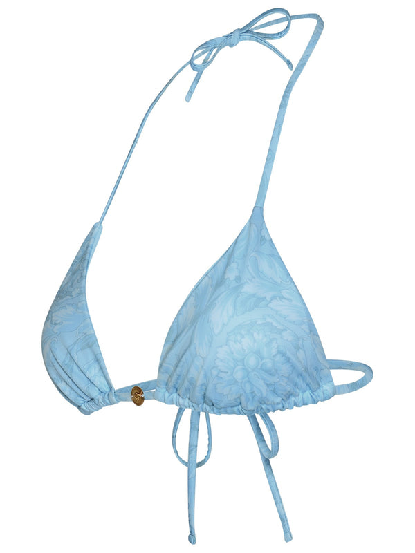 Versace barocco Light Blue Polyester Blend Bikini Top - Women