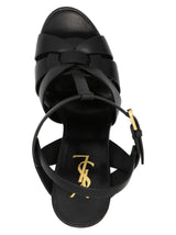 Saint Laurent Womans Tribute Leather Sandals With Logo - Women