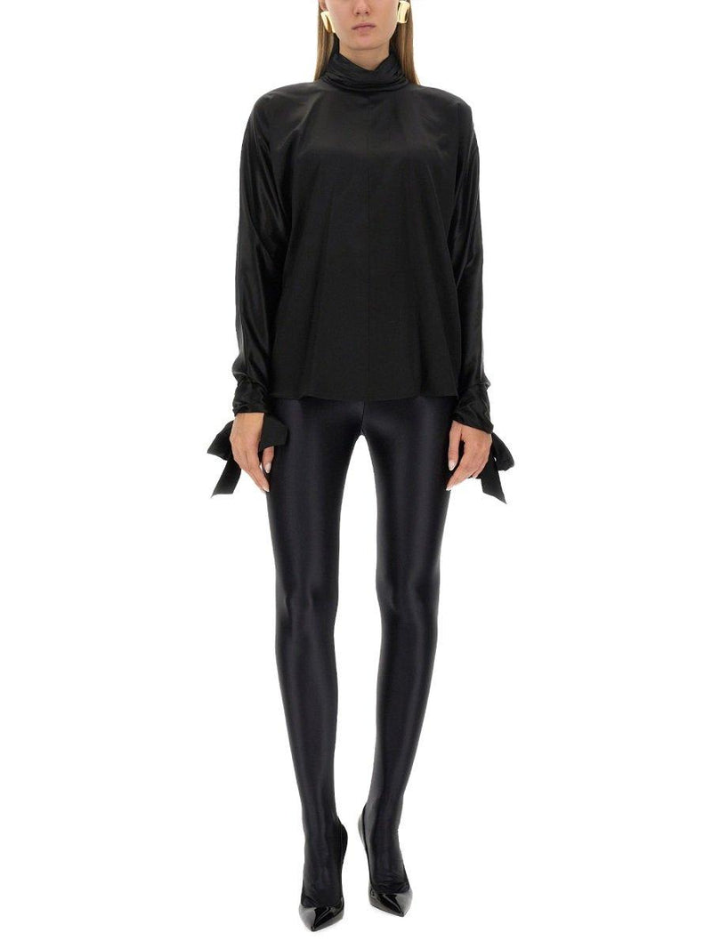 Saint Laurent Gathered Turtleneck Blouse - Women