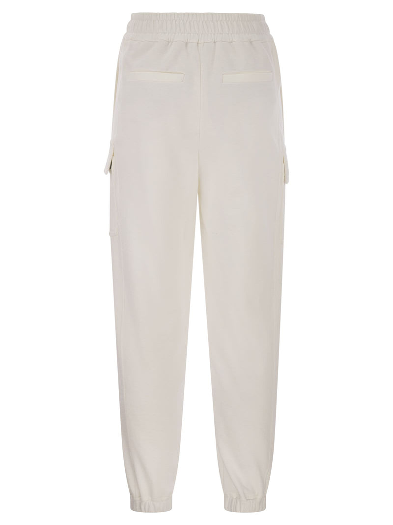 Brunello Cucinelli Smooth Cotton Fleece Cargo Pants With Monile - Women