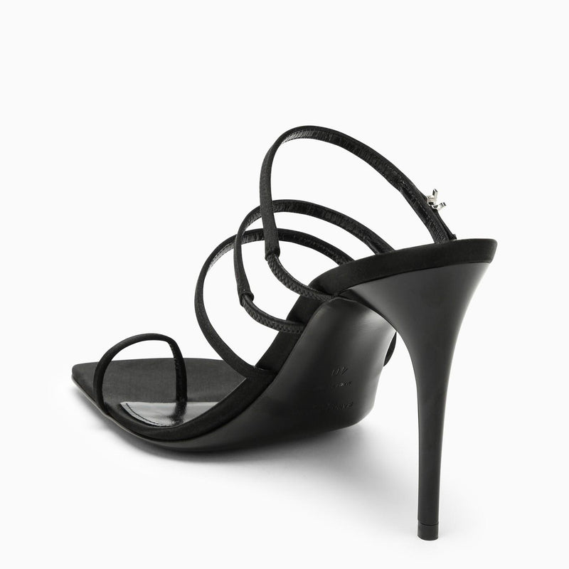 Saint Laurent Black Silk And Leather Sandal - Women