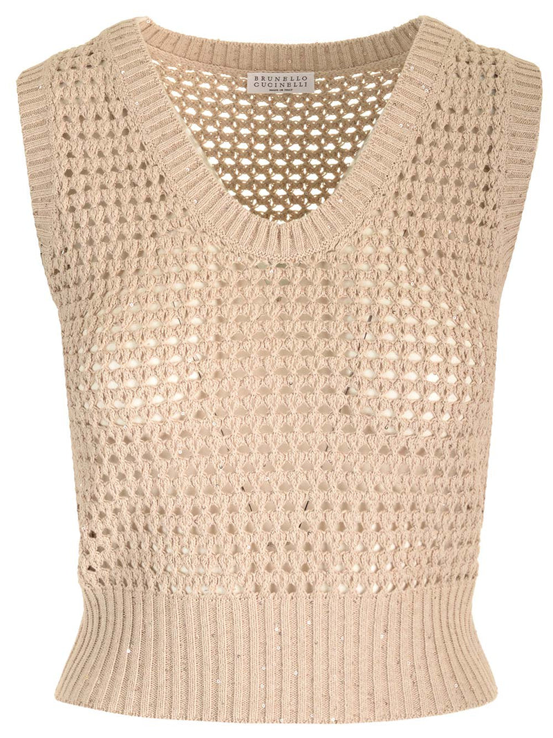 Brunello Cucinelli sparkling Net Sleeveless Top - Women